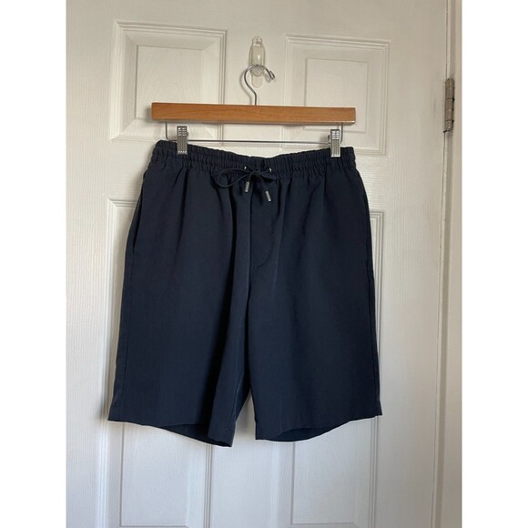 Zara Men's Navy Blue Drawstring Casual Tailored Pockets Shorts Size M - Picture 1 of 8